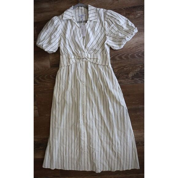 Derek Lam 10 Crosby Women Sz 12 Ivory Maya Pinstripe Twist-Front Maxi Dress - Picture 1 of 14
